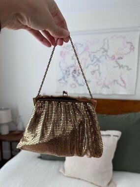 Gold Sequin Evening Chain-Handle Bag